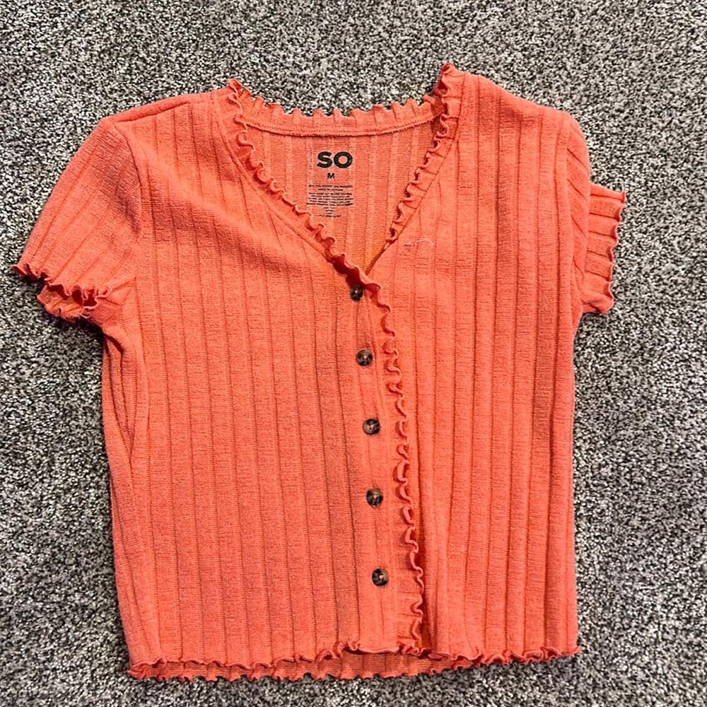 Coral button up t-shirt